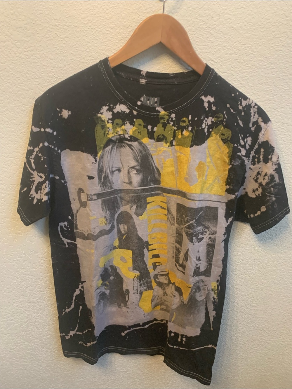 Kids Black Graphic Short Sleeve Tee with Yellow Print